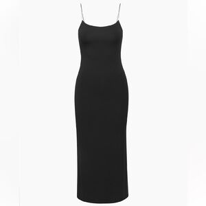 Wilfred Free Black Spaghetti Strap Bodycon Midi Dress